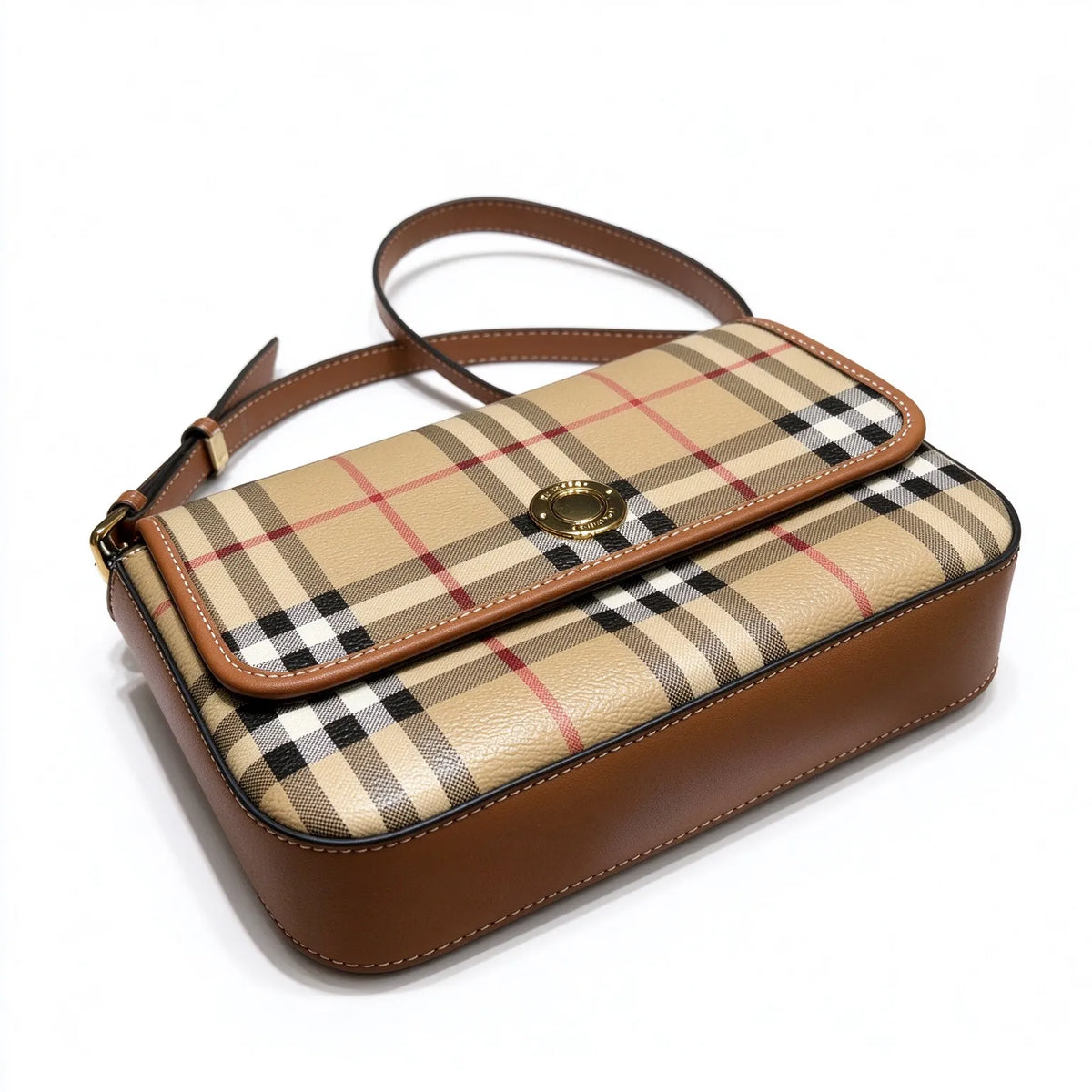 Burberry Vintage Check Small Camera Bag | Canvas Leather Crossbody Shoulder Bag — Archive Beige/Brown