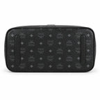 MCM Black Visetos Monogram Liz Tote Bag Set | Detachable Matching Clutch | Black-on-Black Subtle Monogram Designer Top-Handle Work Bag
