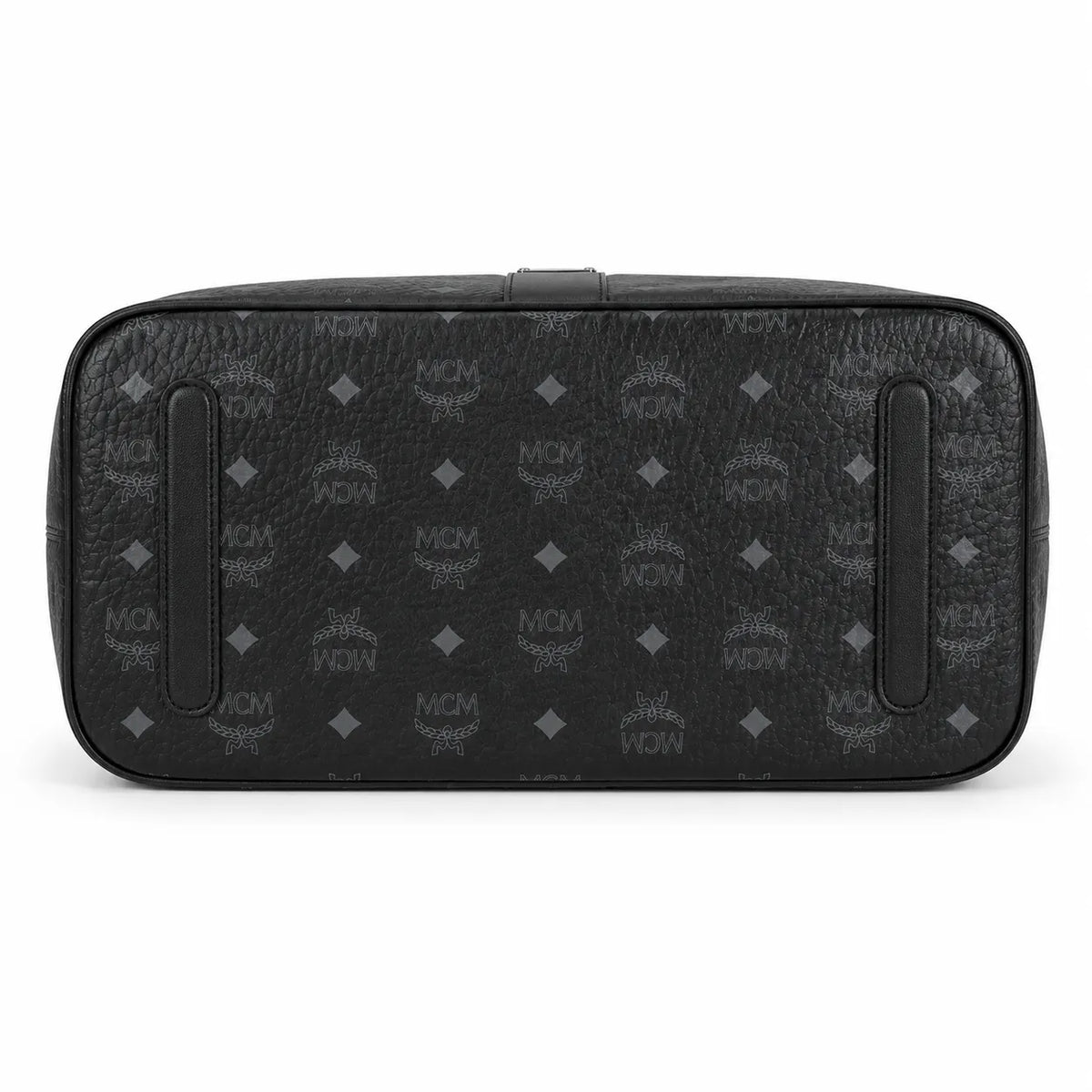 MCM Black Visetos Monogram Liz Tote Bag Set | Detachable Matching Clutch | Black-on-Black Subtle Monogram Designer Top-Handle Work Bag