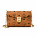 MCM Envelope Shoulder Bag | Cognac Visetos Leather with Gold Chain & Laurel Lock
