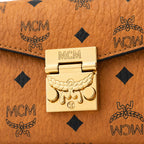 MCM Envelope Shoulder Bag | Cognac Visetos Leather with Gold Chain & Laurel Lock