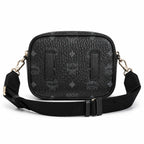 MCM Klassik Camera Bag | Black Visetos Mini Crossbody with Gold Plaque & Fabric Strap