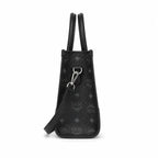 MCM München Tote Bag | Black Visetos Small Handbag with Detachable Shoulder Strap