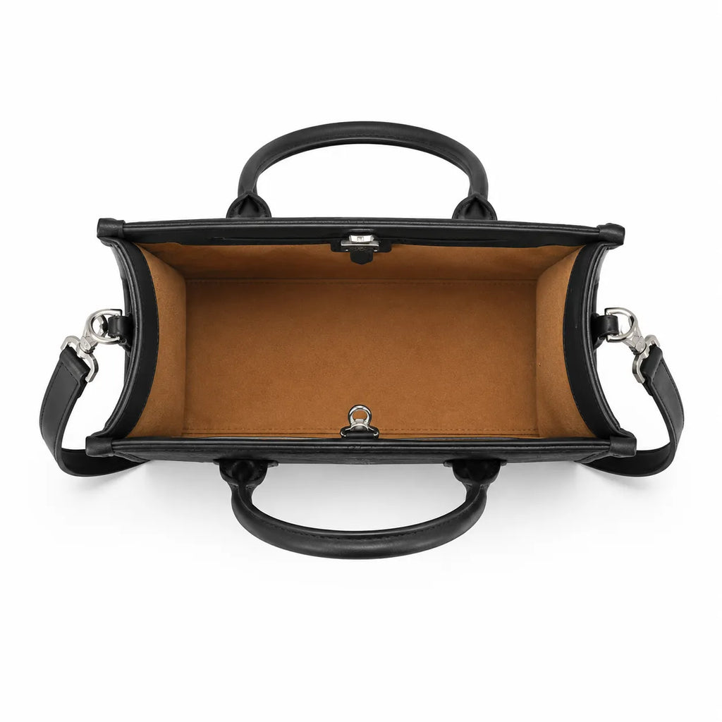 MCM München Tote Bag | Black Visetos Small Handbag with Detachable Shoulder Strap