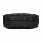 MCM Visetos Half Moon Bag | All-Black Monogram with Silver Chunky Chain & Leather Strap