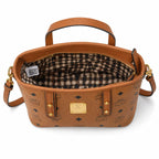 MCM Cognac Visetos Print Tote Bag with Top Handles and Detachable Shoulder Strap