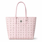 MCM Medium Toni Visetos Tote Bag Soft Pink, Women's Top Handle Shoulder Handbag, Classic Monogram Shopping Tote Purse