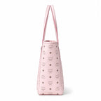 MCM Medium Toni Visetos Tote Bag Soft Pink, Women's Top Handle Shoulder Handbag, Classic Monogram Shopping Tote Purse