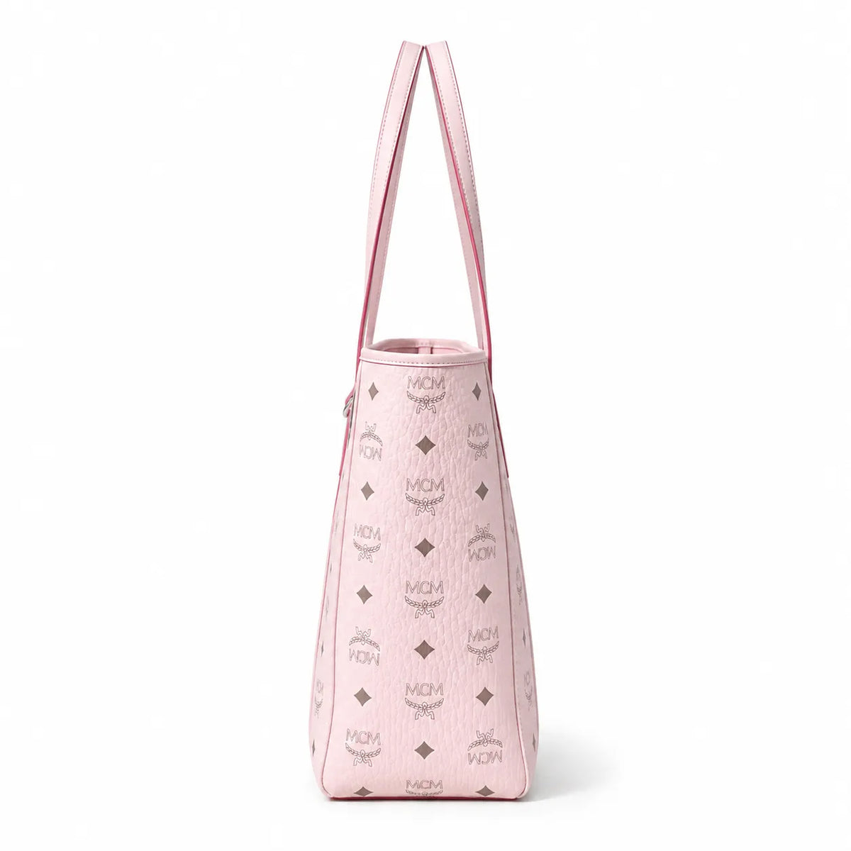 MCM Medium Toni Visetos Tote Bag Soft Pink, Women's Top Handle Shoulder Handbag, Classic Monogram Shopping Tote Purse