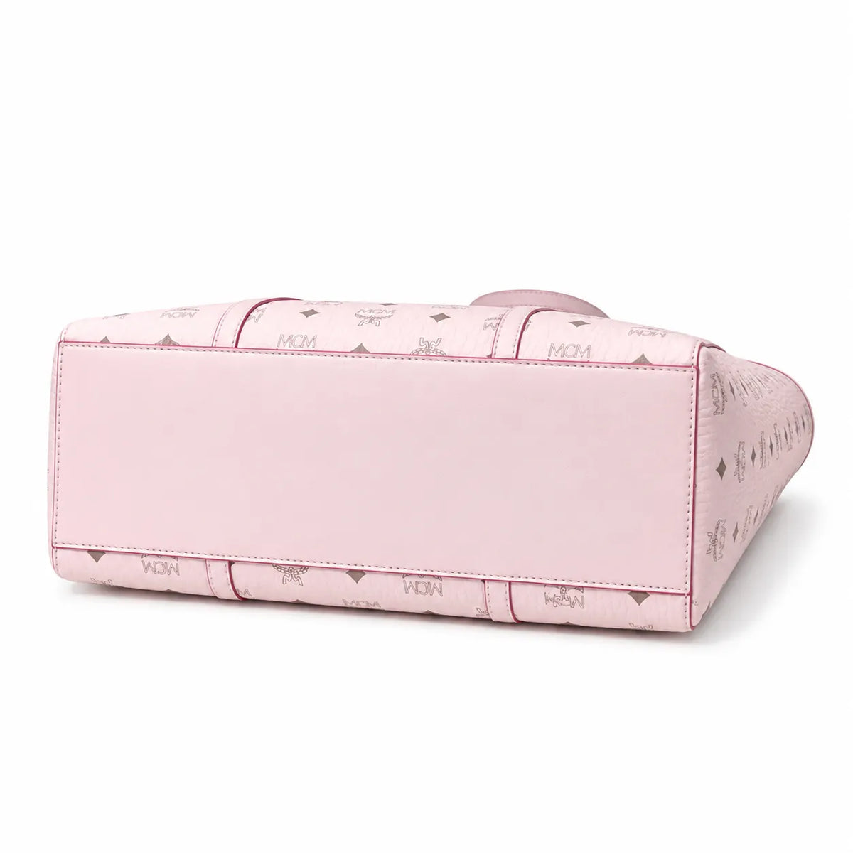 MCM Medium Toni Visetos Tote Bag Soft Pink, Women's Top Handle Shoulder Handbag, Classic Monogram Shopping Tote Purse