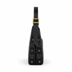 MCM Black Visetos Monogram Hobo Bag – Zip-Top Shoulder Bag with Gold-Tone Hardware and Lock Charm