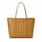 MCM Cognac Visetos Monogram Tote Bag – Brown Women's Shoulder Bag with Long Top Handles