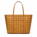MCM Cognac Visetos Monogram Tote Bag – Brown Women's Shoulder Bag with Long Top Handles
