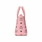 MCM Toni Visetos X-Mini Shopper Bag | Pink Monogram Tote with Removable Strap — Pink Rose/Gold