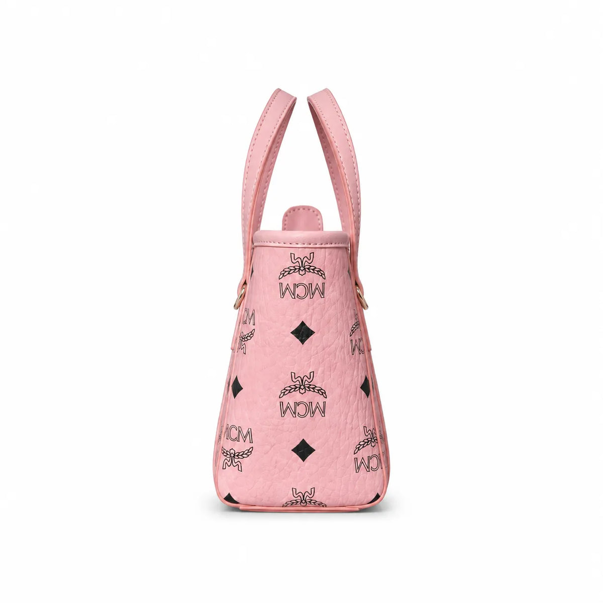 MCM Toni Visetos X-Mini Shopper Bag | Pink Monogram Tote with Removable Strap — Pink Rose/Gold