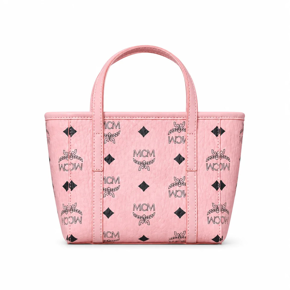 MCM Toni Visetos X-Mini Shopper Bag | Pink Monogram Tote with Removable Strap — Pink Rose/Gold