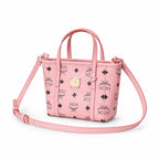 MCM Toni Visetos X-Mini Shopper Bag | Pink Monogram Tote with Removable Strap — Pink Rose/Gold