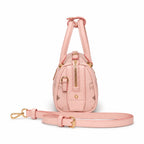 MCM Pink Visetos Boston Bag – Women's Monogram Top Handle Handbag with Detachable Shoulder Strap