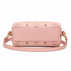MCM Pink Visetos Boston Bag – Women's Monogram Top Handle Handbag with Detachable Shoulder Strap