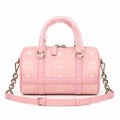 MCM Pink Visetos Boston Bag – Women's Monogram Handbag with Detachable Shoulder Strap