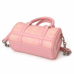 MCM Pink Visetos Boston Bag – Women's Monogram Handbag with Detachable Shoulder Strap