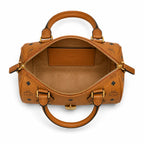 MCM Cognac Visetos Boston Bag – Brown Monogram Top Handle Handbag with Detachable Shoulder Strap