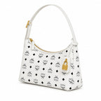 MCM White Visetos Monogram Hobo Bag – White Shoulder Purse with Gold-Tone Hardware