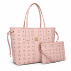 MCM Pink Monogram Tote Bag – Women's Pink Shopper Handbag with Matching Detachable Pouch