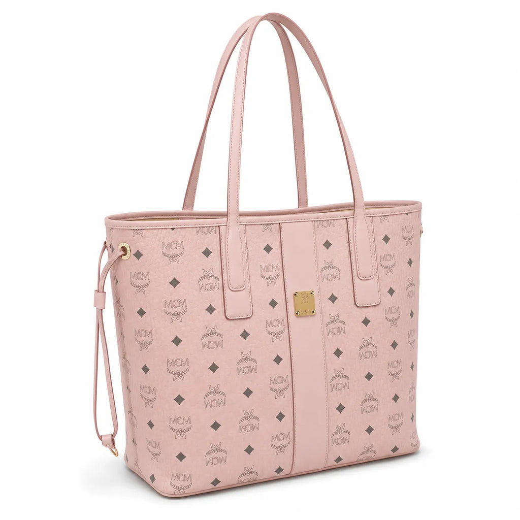 MCM Pink Monogram Tote Bag – Women's Pink Shopper Handbag with Matching Detachable Pouch