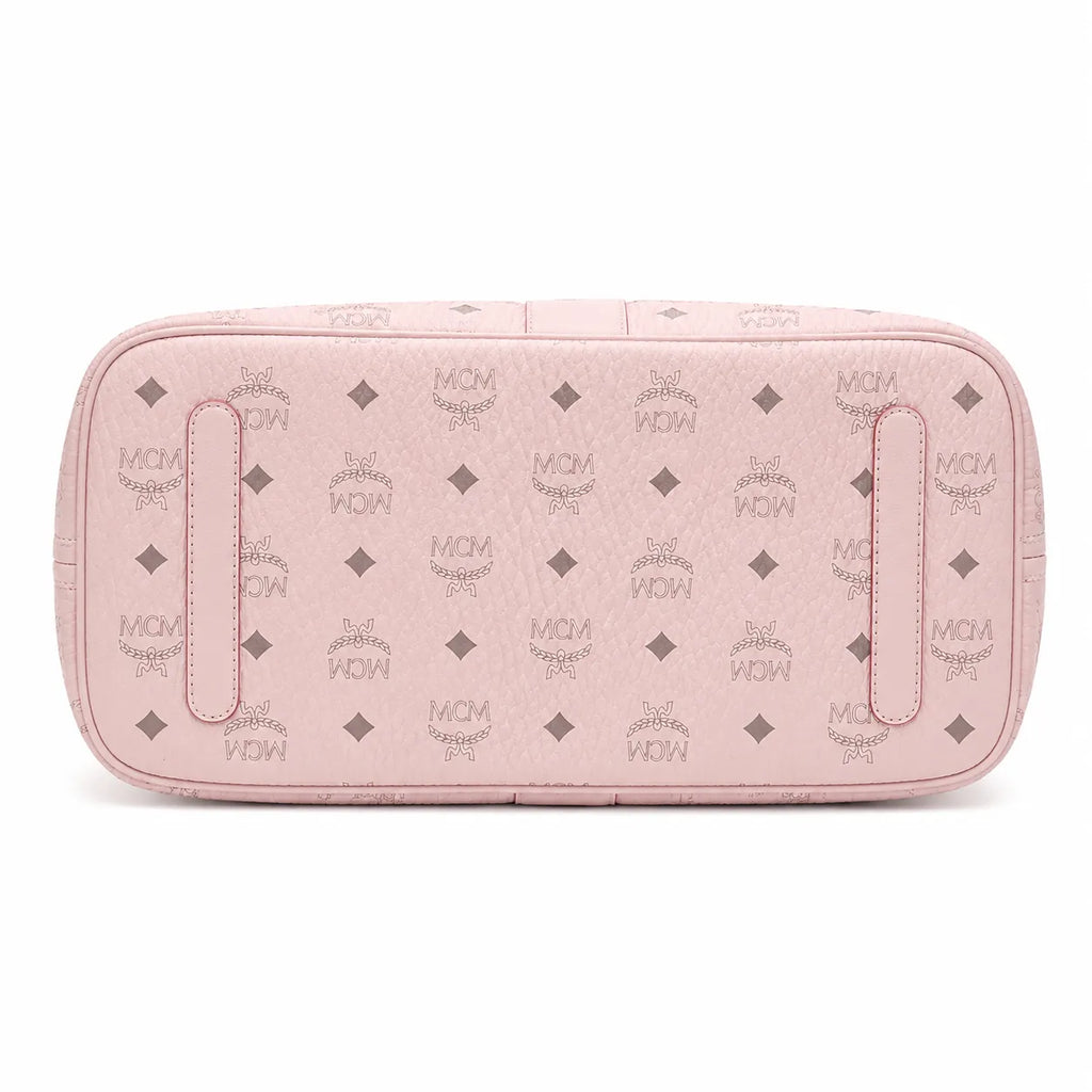 MCM Pink Monogram Tote Bag – Women's Pink Shopper Handbag with Matching Detachable Pouch