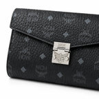 MCM Visetos Leather Envelope Bag | Matte Black Monogram Chain Shoulder Bag — Black/Silver