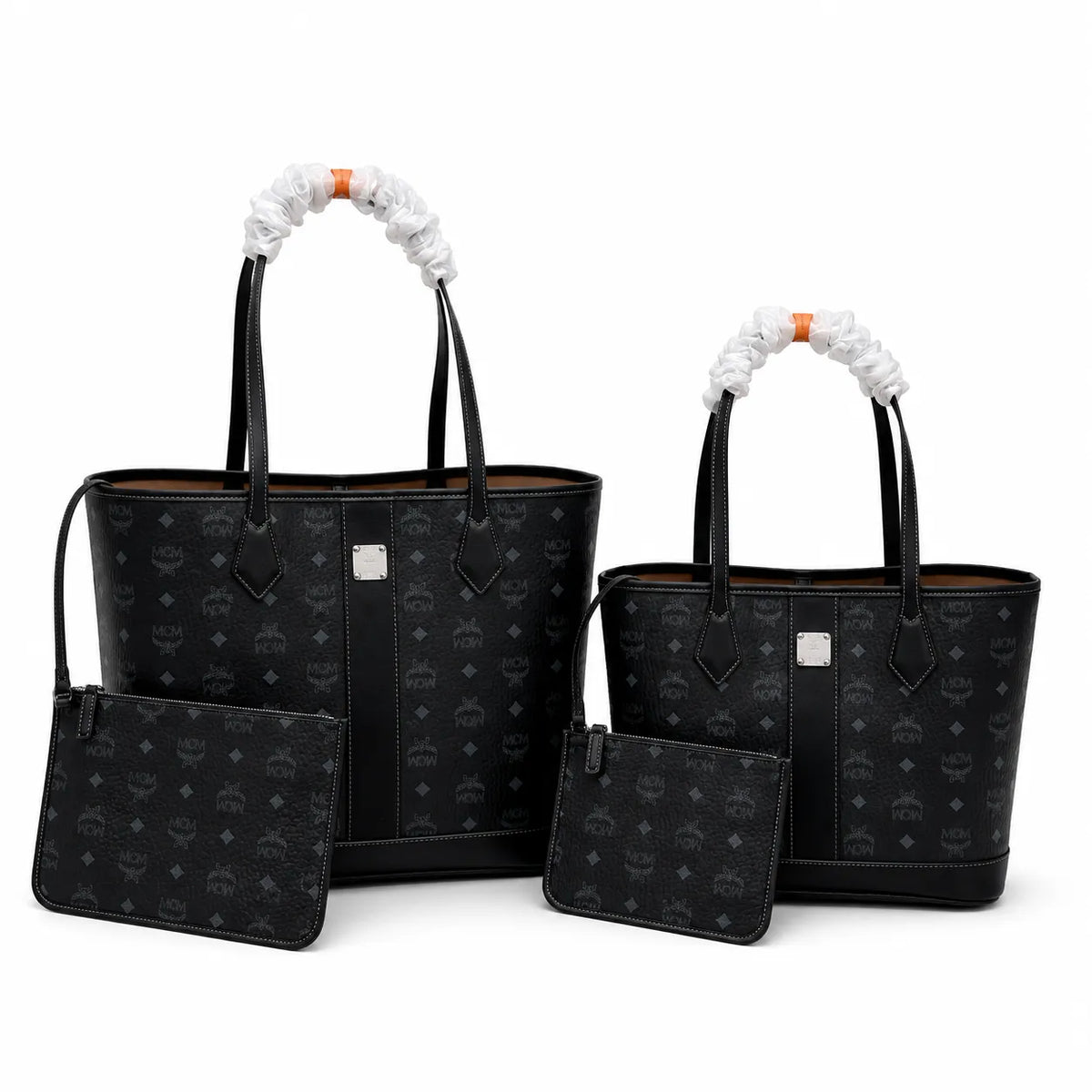MCM Liz Visetos Shopper Tote Bag | New 2026 Reversible Monogram Tote with Pouch — Black