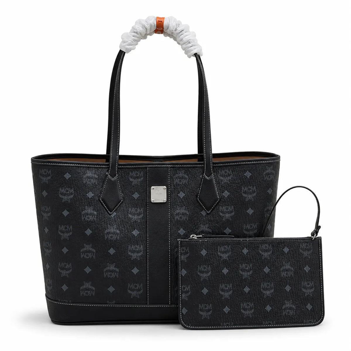 MCM Liz Visetos Shopper Tote Bag | New 2026 Reversible Monogram Tote with Pouch — Black