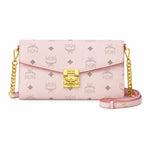 MCM Patrizia Visetos Chain Envelope Bag | Pink Monogram Shoulder Crossbody Bag — Light Pink