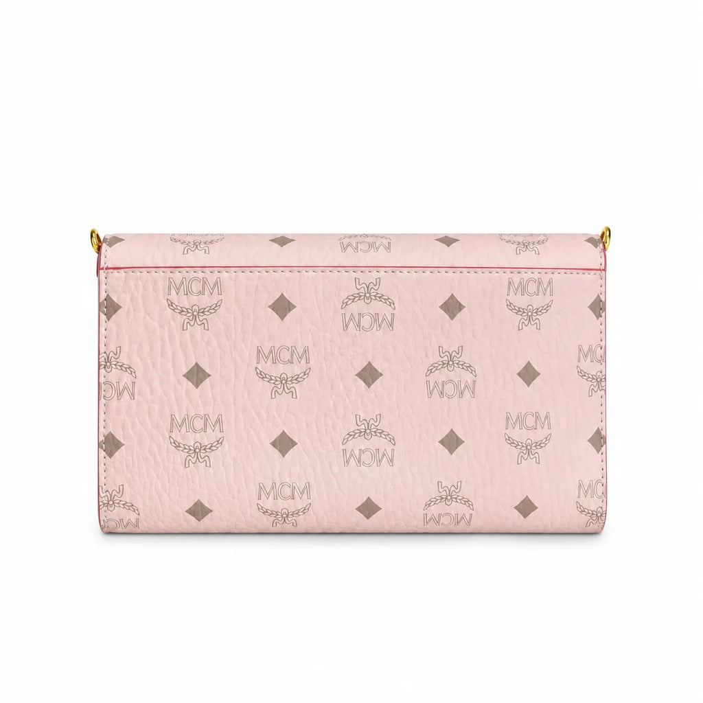 MCM Patrizia Visetos Chain Envelope Bag | Pink Monogram Shoulder Crossbody Bag — Light Pink