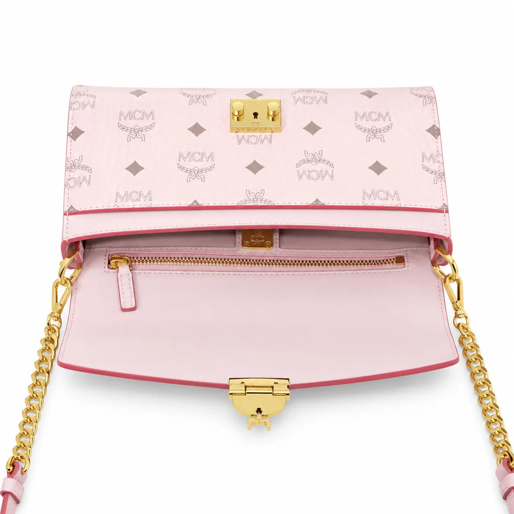 MCM Patrizia Visetos Chain Envelope Bag | Pink Monogram Shoulder Crossbody Bag — Light Pink