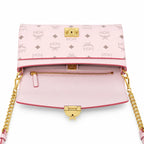 MCM Patrizia Visetos Chain Envelope Bag | Pink Monogram Shoulder Crossbody Bag — Light Pink