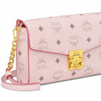 MCM Patrizia Visetos Chain Envelope Bag | Pink Monogram Shoulder Crossbody Bag — Light Pink