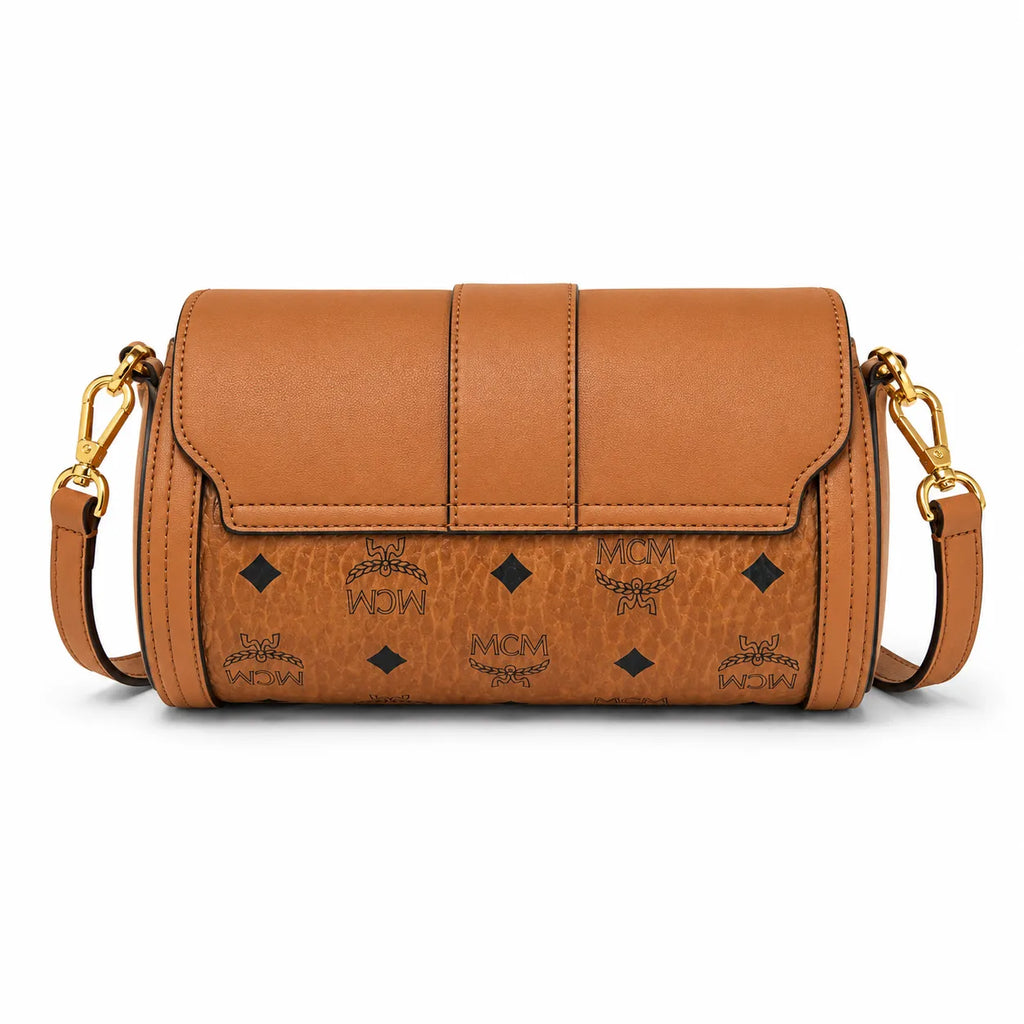 MCM Park Avenue Flap Bag Visetos | Cognac Monogram Leather Shoulder Bag — Dry Cognac