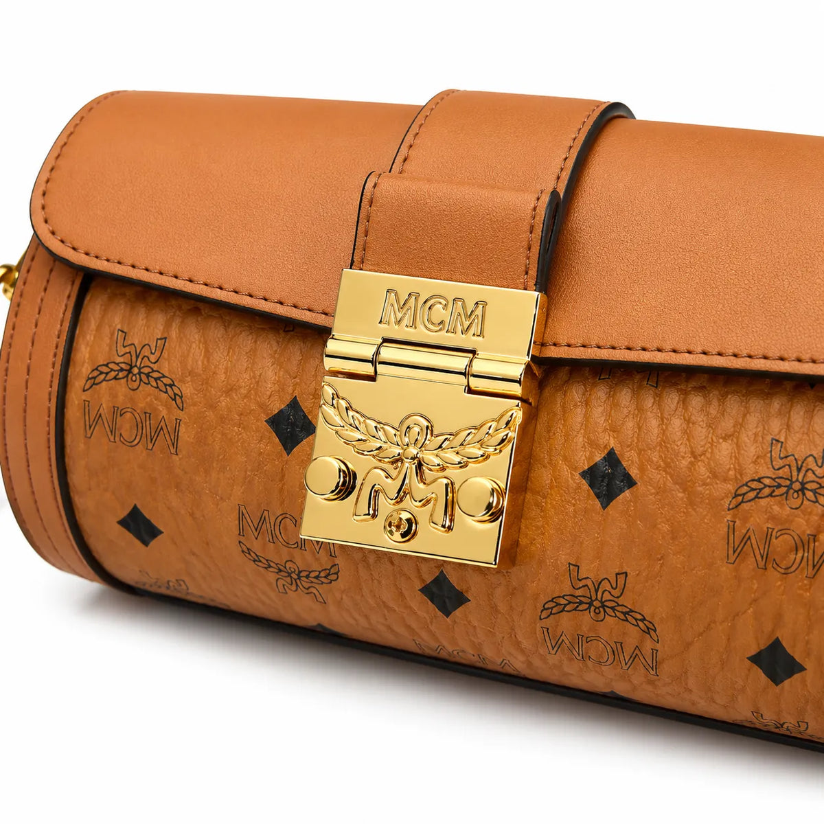 MCM Park Avenue Flap Bag Visetos | Cognac Monogram Leather Shoulder Bag — Dry Cognac