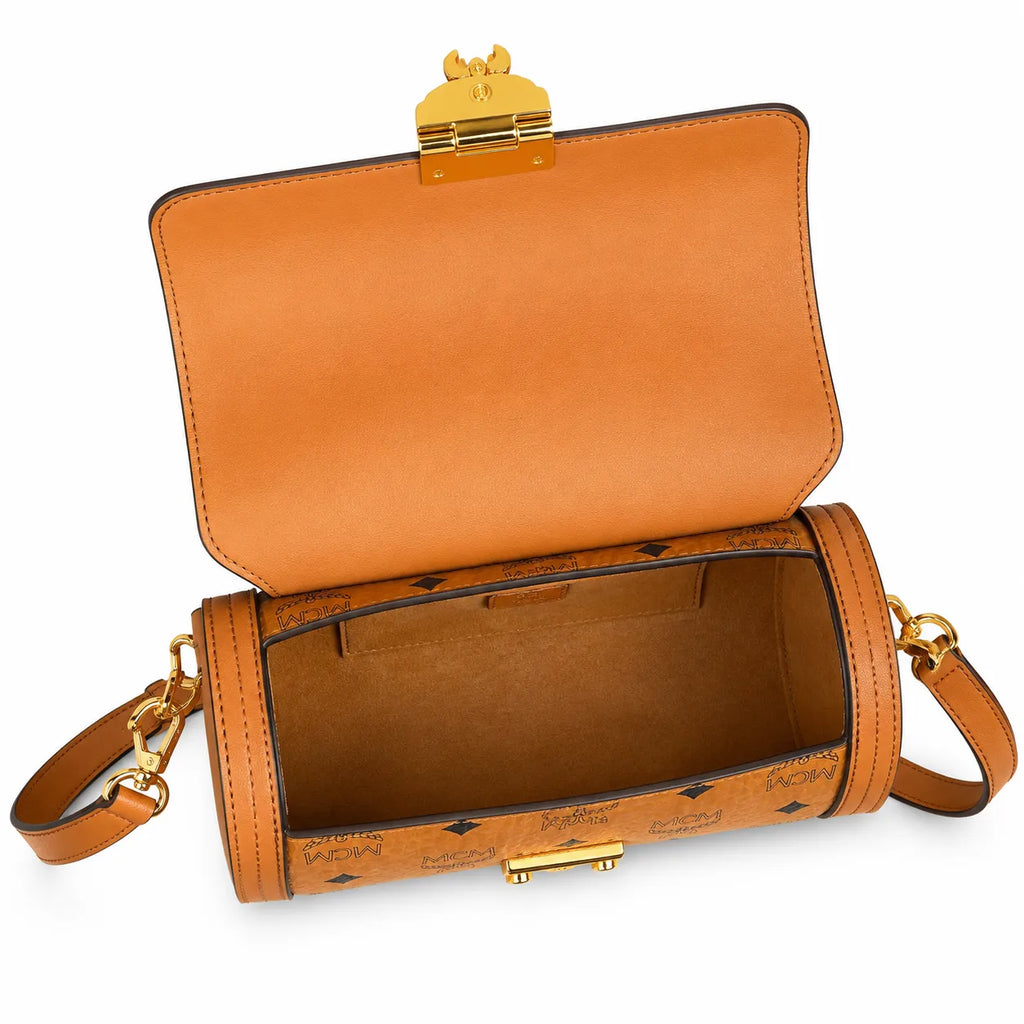 MCM Park Avenue Flap Bag Visetos | Cognac Monogram Leather Shoulder Bag — Dry Cognac
