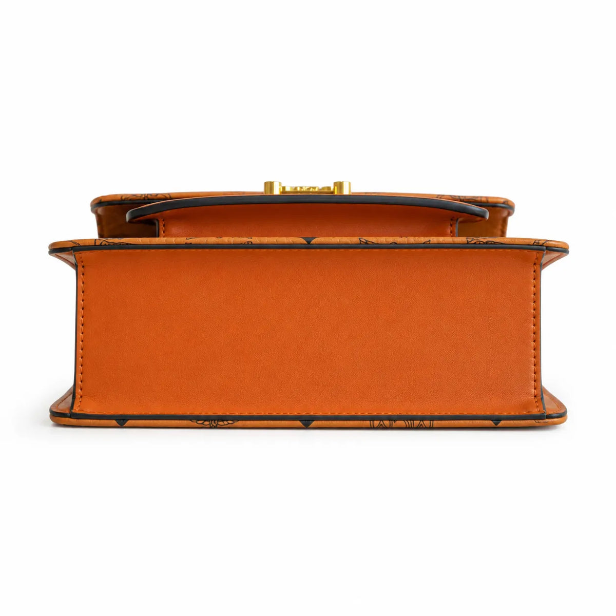 MCM Patricia Visetos Flap Bag | Cognac Monogram Leather Messenger Satchel — Dry Cognac