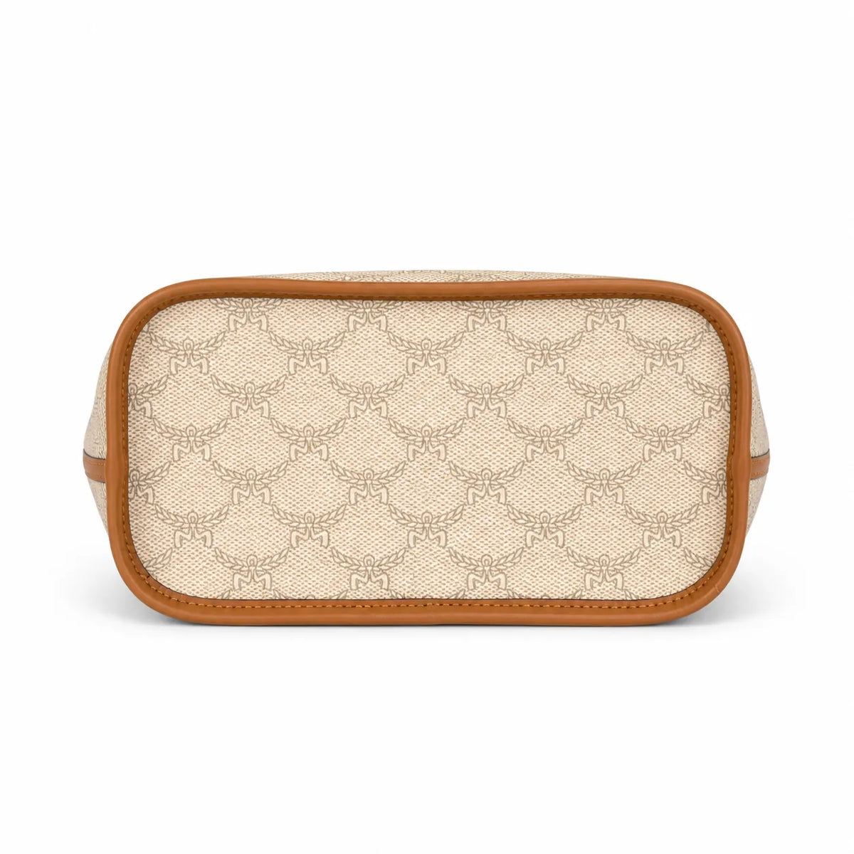 MCM Laurel Canvas Tote Bag | Large Jacquard Shopper Shoulder Handbag in Beige & Cognac — Classic Designer Travel Tote