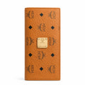 MCM Visetos Leather Long Wallet | Classic Zip Around Bifold Wallet in Cognac & Black — Designer Monogram Card Holder for Women & Men