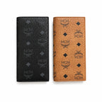 MCM Visetos Classic Long Wallet | Zip-Around Leather Wallet in Cognac & Black — Designer Monogram Continental Purse for Men & Women