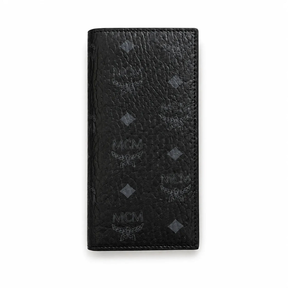 MCM Visetos Classic Long Wallet | Zip-Around Leather Wallet in Cognac & Black — Designer Monogram Continental Purse for Men & Women