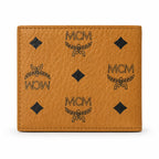 MCM Visetos Classic Bifold Wallet | Short Leather Folding Wallet in Cognac — Designer Monogram Card Holder for Men & Women