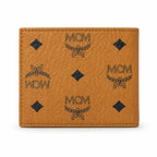 MCM Visetos Classic Bifold Wallet | Short Leather Folding Wallet in Cognac — Designer Monogram Card Holder for Men & Women