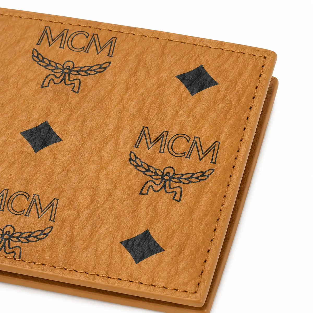 MCM Visetos Classic Bifold Wallet | Short Leather Folding Wallet in Cognac — Designer Monogram Card Holder for Men & Women