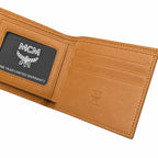 MCM Visetos Classic Bifold Wallet | Short Leather Folding Wallet in Cognac — Designer Monogram Card Holder for Men & Women